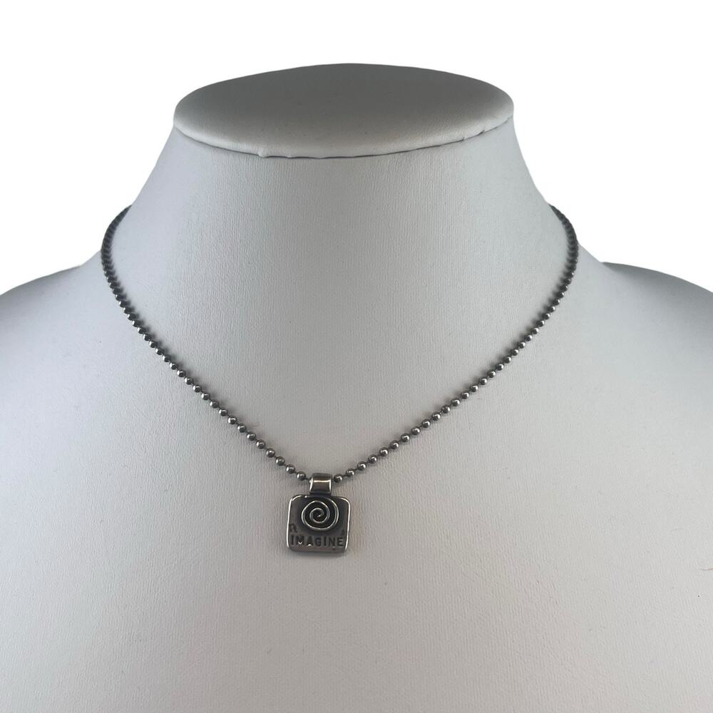 Amy Peters Vintage Imagine Pendant Sterling Silver Necklace 15.75" Ball Chain